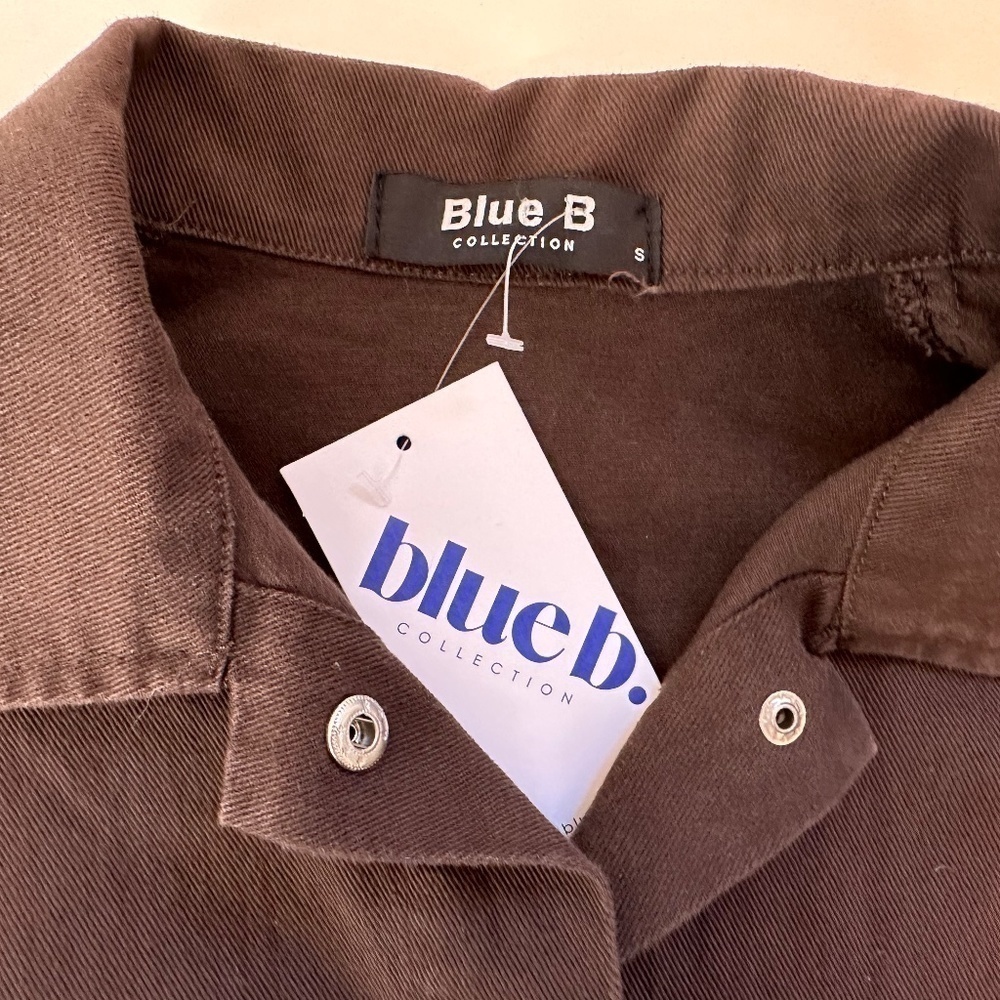 Blue B. Collection Street Wear Brown Shacked Snap Button Shirt Women Size S NWT - Picture 11 of 13